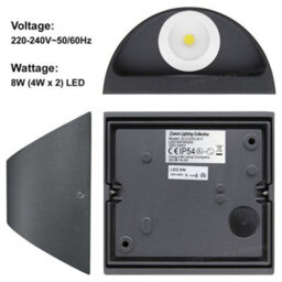 Long Life Lamps Company Modern Led Outdoor Wall Light Black Cool White Zlc325Cw - thumbnail 5