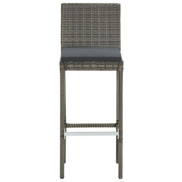 Berkfield 5 Piece Garden Bar Set Grey Solid Wood Acacia And Poly Rattan - thumbnail 6