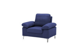 Kosy Koala Modern One Seater Sofa Blue Fabric With Chrome Feet