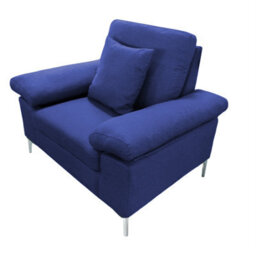 Kosy Koala Modern One Seater Sofa Blue Fabric With Chrome Feet - thumbnail 2