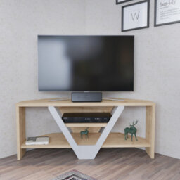 Decorotika Karin Tv Stand Tv Unit For Tvs Up To 45 Inch Sapphire Oak And White