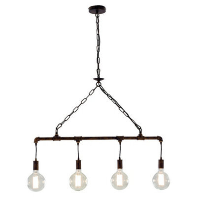 Luminosa Lighting Luminosa Amarcord Industrial 4 Light Straight Bar Pendant Ceiling Light Rust 86X25.2Cm - image 1