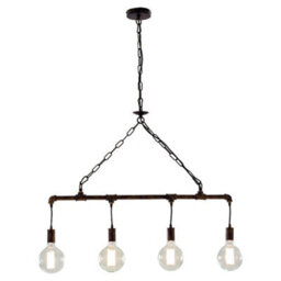 Luminosa Lighting Luminosa Amarcord Industrial 4 Light Straight Bar Pendant Ceiling Light Rust 86X25.2Cm - thumbnail 1