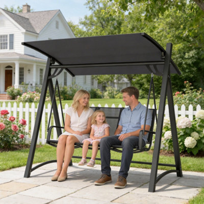 Outsunny 3 Seater Swing Chair, Garden Swing Bench With Adjustable Canopy - image 1
