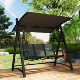 Outsunny 3 Seater Swing Chair, Garden Swing Bench With Adjustable Canopy - thumbnail 8
