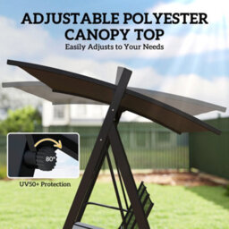 Outsunny 3 Seater Swing Chair, Garden Swing Bench With Adjustable Canopy - thumbnail 6