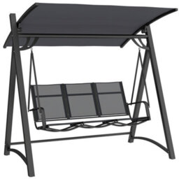 Outsunny 3 Seater Swing Chair, Garden Swing Bench With Adjustable Canopy - thumbnail 2