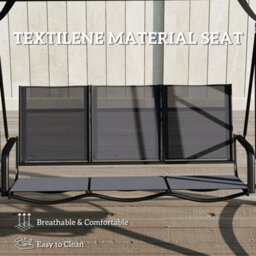 Outsunny 3 Seater Swing Chair, Garden Swing Bench With Adjustable Canopy - thumbnail 7