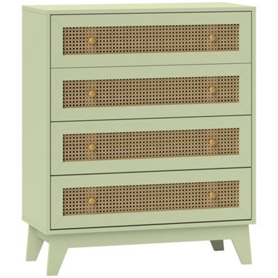 Wyld Haus Rari Sema Light Green 4-Drawer Chest With Rattan-Style Woven Panels - image 1