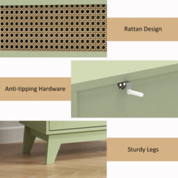 Wyld Haus Rari Sema Light Green 4-Drawer Chest With Rattan-Style Woven Panels - thumbnail 6