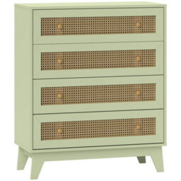 Wyld Haus Rari Sema Light Green 4-Drawer Chest With Rattan-Style Woven Panels - thumbnail 1