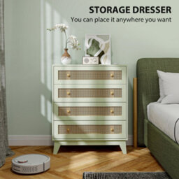 Wyld Haus Rari Sema Light Green 4-Drawer Chest With Rattan-Style Woven Panels - thumbnail 4
