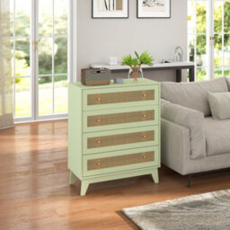 Wyld Haus Rari Sema Light Green 4-Drawer Chest With Rattan-Style Woven Panels - thumbnail 7