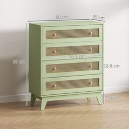 Wyld Haus Rari Sema Light Green 4-Drawer Chest With Rattan-Style Woven Panels - thumbnail 3