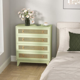 Wyld Haus Rari Sema Light Green 4-Drawer Chest With Rattan-Style Woven Panels - thumbnail 8