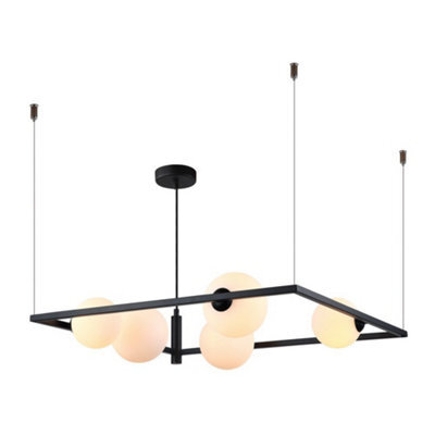 Luminosa Lighting Luminosa Modern Hanging Pendant Black 5 Light  With White Shade, G9