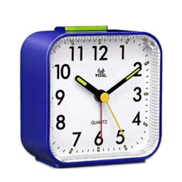 Pearl Silent Quartz Alarm Clock With Night Light & Crescendo Snooze - Blue