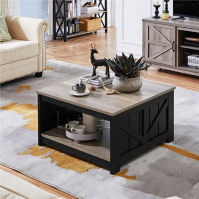 Yaheetech Square Wooden Coffee Table Side Table With Storage For Small Spaces Grey - image 1