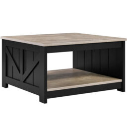Yaheetech Square Wooden Coffee Table Side Table With Storage For Small Spaces Grey - thumbnail 2