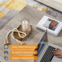 Yaheetech Square Wooden Coffee Table Side Table With Storage For Small Spaces Grey - thumbnail 5