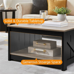 Yaheetech Square Wooden Coffee Table Side Table With Storage For Small Spaces Grey - thumbnail 6