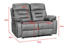 Faux Leather Grey 2 Seater Electric Recliner Sofa Venetian - thumbnail 9