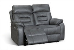 Faux Leather Grey 2 Seater Electric Recliner Sofa Venetian - thumbnail 3