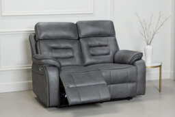 Faux Leather Grey 2 Seater Electric Recliner Sofa Venetian - thumbnail 1