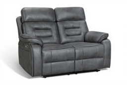 Faux Leather Grey 2 Seater Electric Recliner Sofa Venetian - thumbnail 4