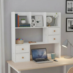83X17X80 Wood Desktop Bookshelf Storage Organizer Display Shelf Bookcase Rack With Drawer - thumbnail 4