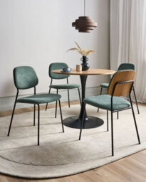 Beliani Set Of 4 Dining Chairs Riley Fabric Green - thumbnail 2