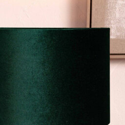 Pacific Lifestyle 40Cm Forest Green Velvet Cylinder Floor Table Lampshade - thumbnail 2
