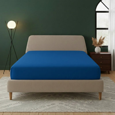 Flannelette Fitted Sheet Extra Deep 40Cm Skirt Soft Brushed Cotton Teal - image 1
