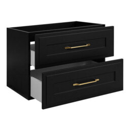 Heze Furniture Classic 2 Bathroom Vanity Units Wall Cabinets Set 35Cm & 80Cm With Worktop - Black - thumbnail 2