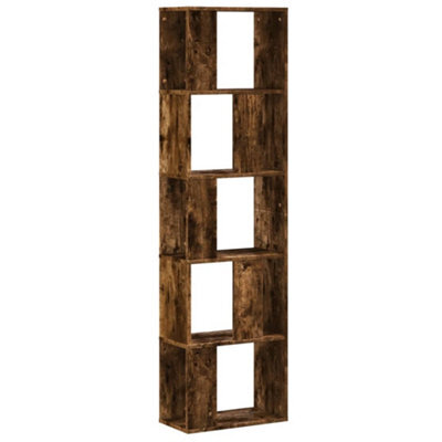 Berkfield Durable Bookcase 5-Tier Smoked Oak 45X23.5X162.5 Cm Engineered Wood