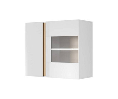 Arte Arco Contemporary Hanging Display Cabinet 1 Hinged Door 1 Shelf White Gloss & Oak Grandson Effect (H)830mm (W)970mm (D)400mm - image 1