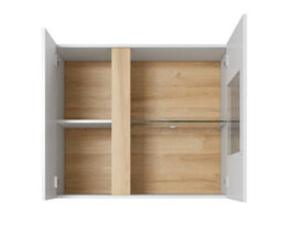 Arte Arco Contemporary Hanging Display Cabinet 1 Hinged Door 1 Shelf White Gloss & Oak Grandson Effect (H)830mm (W)970mm (D)400mm - thumbnail 2