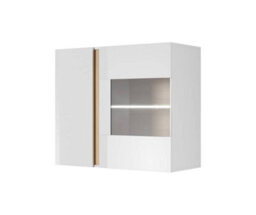 Arte Arco Contemporary Hanging Display Cabinet 1 Hinged Door 1 Shelf White Gloss & Oak Grandson Effect (H)830mm (W)970mm (D)400mm - thumbnail 1