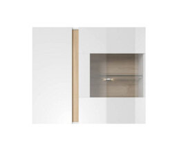 Arte Arco Contemporary Hanging Display Cabinet 1 Hinged Door 1 Shelf White Gloss & Oak Grandson Effect (H)830mm (W)970mm (D)400mm - thumbnail 3