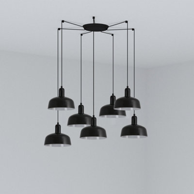 Luminosa Lighting Luminosa Tatawin Small 7 Light Black Cluster Drop Pendant Lamp