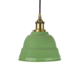 Mint Green Lincoln Painted Dome Pendant Light With Matt Antique Brass Lamp Holder And Black Twisted Cable - Se Home