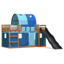 Berkfield Bunk Bed Without Mattress With Slide And Curtains Blue 90X200 Cm - thumbnail 2