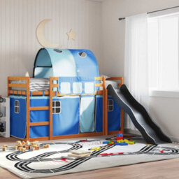 Berkfield Bunk Bed Without Mattress With Slide And Curtains Blue 90X200 Cm - thumbnail 1