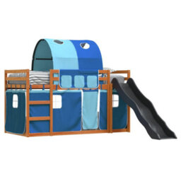 Berkfield Bunk Bed Without Mattress With Slide And Curtains Blue 90X200 Cm - thumbnail 4