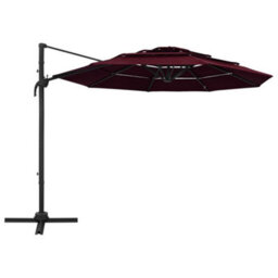 Berkfield Harmful 4-Tier Parasol With Aluminium Pole Bordeaux Red 3X3 M - thumbnail 1