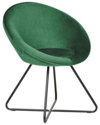 Wyld And Coco Velvetique Accent Chair Green Velvet - Round Seat, Retro Minimalist Design - thumbnail 3