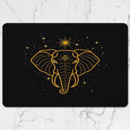 Benjamin Tate Design Gold Foil Elephant Placemat And Coaster Set With Wood Base Limited Edition Designer Artwork - thumbnail 2