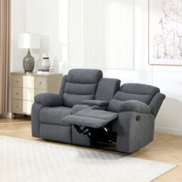 More4Homes Boston 2 Seater Manual Recliner Sofa W Drinks Console (Grey) - thumbnail 8