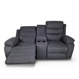 More4Homes Boston 2 Seater Manual Recliner Sofa W Drinks Console (Grey) - thumbnail 6