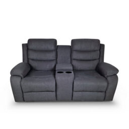 More4Homes Boston 2 Seater Manual Recliner Sofa W Drinks Console (Grey) - thumbnail 4